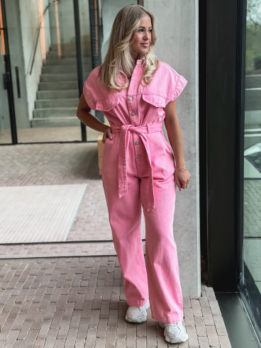 Combinaison en jeans Bélinda - Rose