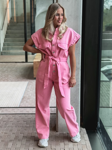 Combinaison en jeans Bélinda - Rose