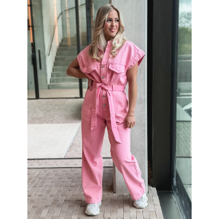 Combinaison en jeans Bélinda - Rose