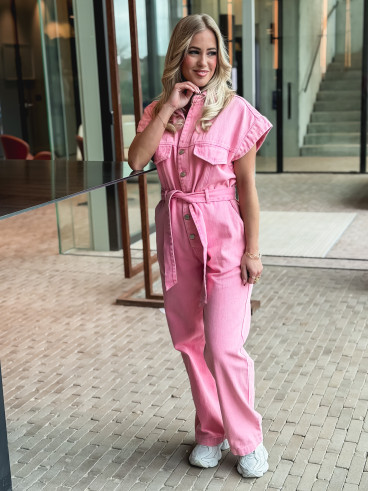 Combinaison en jeans Bélinda - Rose