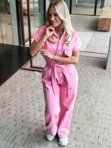 Combinaison en jeans Bélinda - Rose