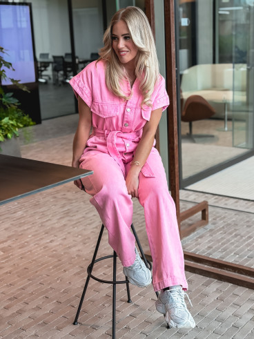 Combinaison en jeans Bélinda - Rose