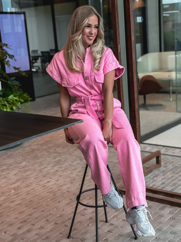 Combinaison en jeans Bélinda - Rose