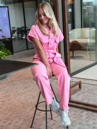 Combinaison en jeans Bélinda - Rose