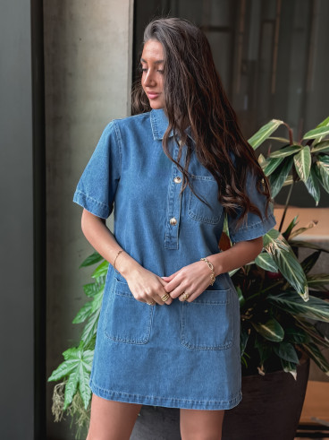 Robe courte en jeans Lenaya - Bleu jeans Robe courte en jeans Lenaya - Bleu jeans