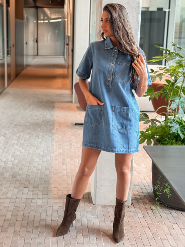 Robe courte en jeans Lenaya - Bleu jeans Robe courte en jeans Lenaya - Bleu jeans