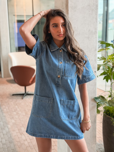 Robe courte en jeans Lenaya - Bleu jeans Robe courte en jeans Lenaya - Bleu jeans