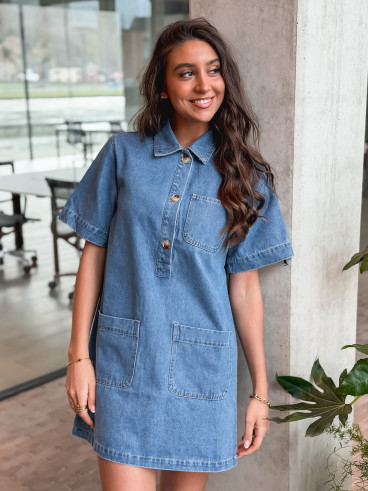 Robe courte en jeans Lenaya - Bleu jeans Robe courte en jeans Lenaya - Bleu jeans