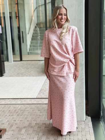 Jupe longue à fleurs Calathéa - Rose