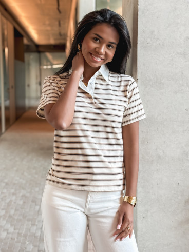 Polo ligné Sylviane - Beige