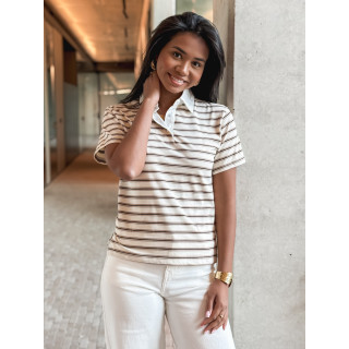 Polo ligné Sylviane - Beige