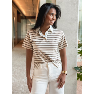 Polo ligné Sylviane - Beige