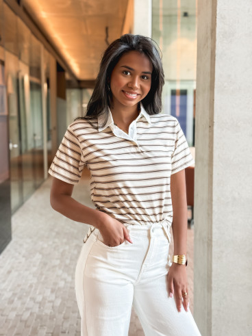 Polo ligné Sylviane - Beige