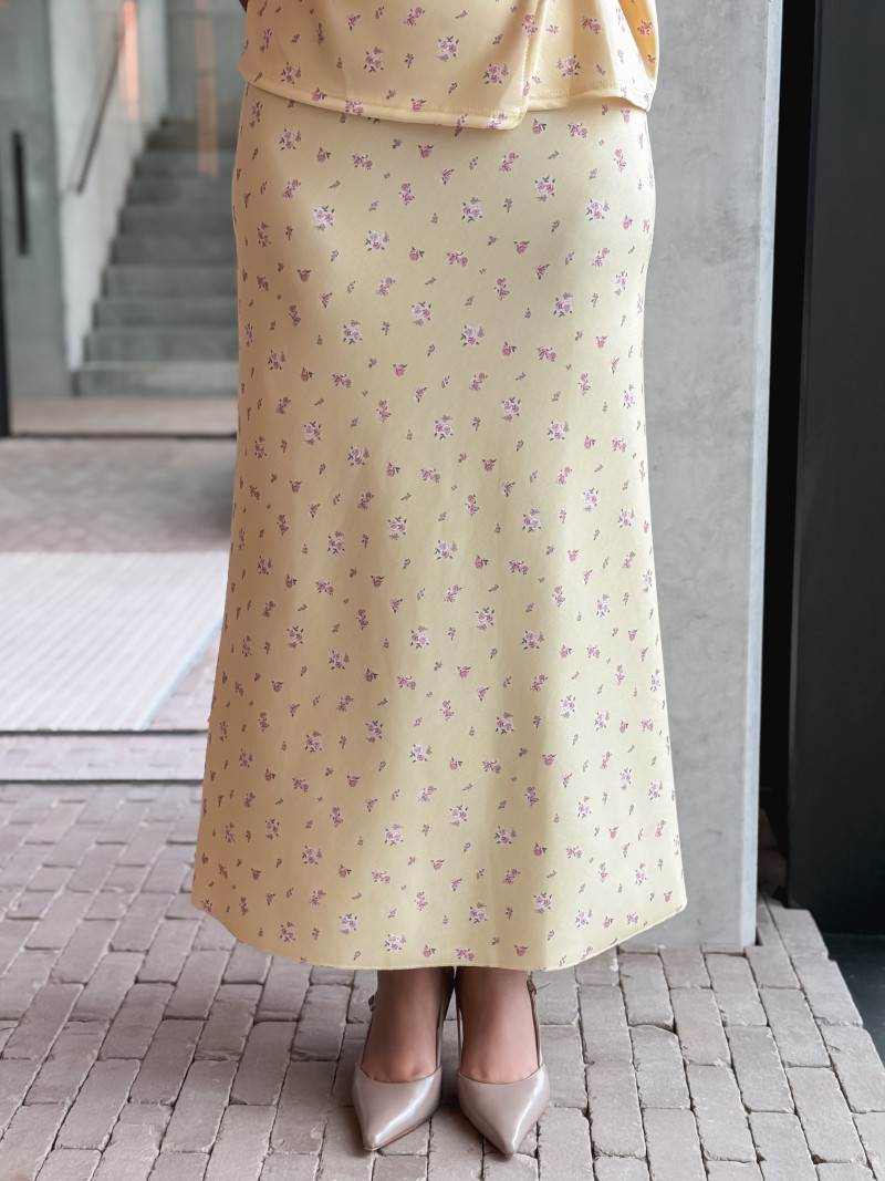 Jupe longue à fleurs Calathéa - Jaune