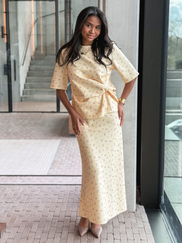 Jupe longue à fleurs Calathéa - Jaune