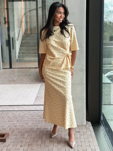 Jupe longue à fleurs Calathéa - Jaune