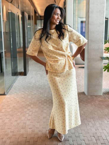 Jupe longue à fleurs Calathéa - Jaune