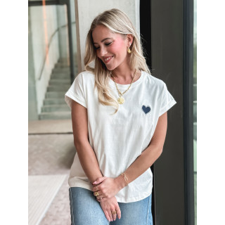 T-shirt Dina - Blanc/Bleu marine