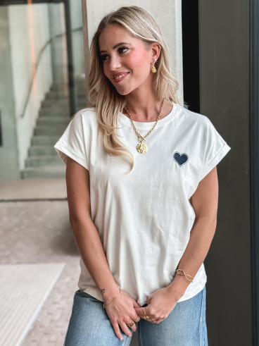 T-shirt Dina - Blanc/Bleu marine