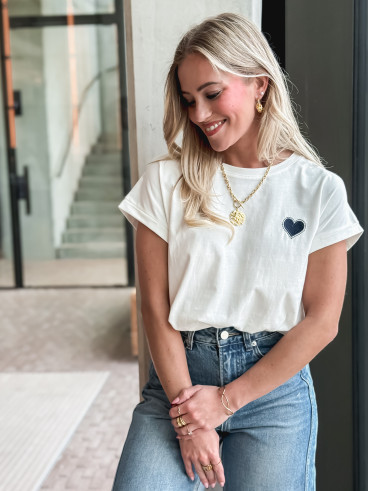 T-shirt Dina - Blanc/Bleu marine