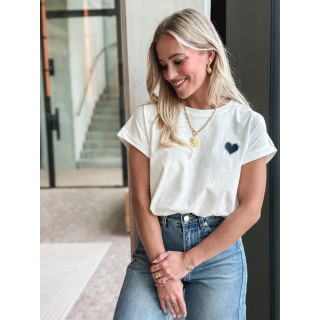 T-shirt Dina - Blanc/Bleu marine