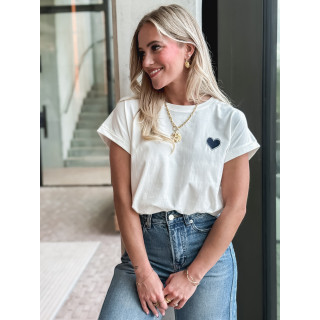 T-shirt Dina - Blanc/Bleu marine