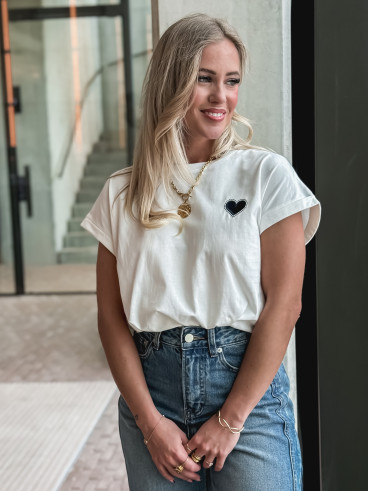 T-shirt Dina - Blanc/Bleu marine