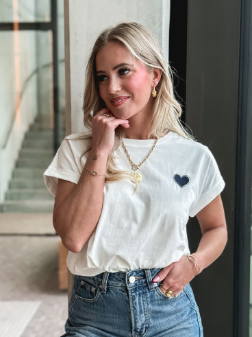 T-shirt Dina - Blanc/Bleu marine