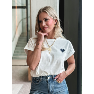 T-shirt Dina - Blanc/Bleu marine