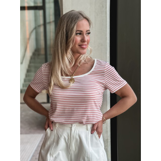 T-shirt ligné Aliana - Rose