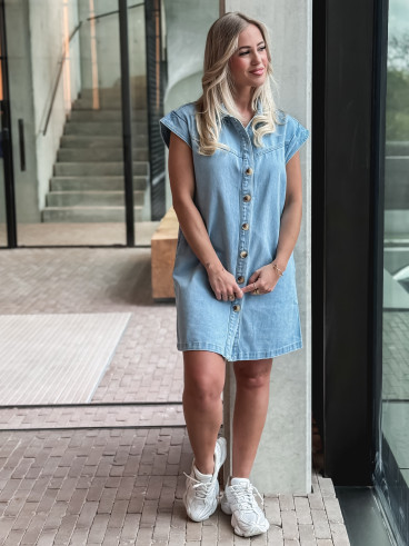 Robe courte en jeans Leya - Bleu clair