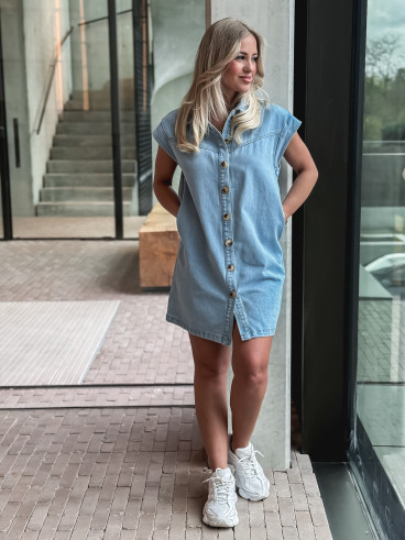Robe courte en jeans Leya - Bleu clair