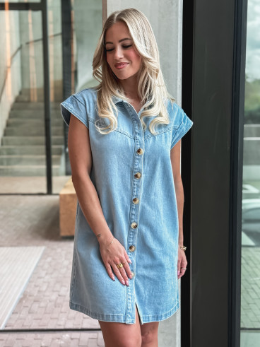 Robe courte en jeans Leya - Bleu clair