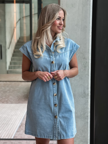 Robe courte en jeans Leya - Bleu clair