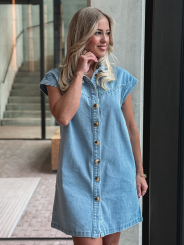 Robe courte en jeans Leya - Bleu clair