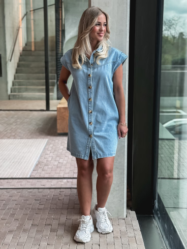 Robe courte en jeans Leya - Bleu clair