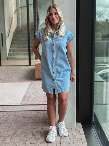 Robe courte en jeans Leya - Bleu clair