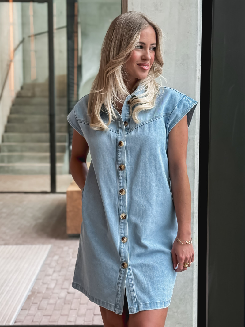 Robe courte en jeans Leya - Bleu clair