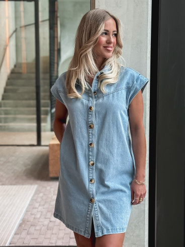 Robe courte en jeans Leya - Bleu clair