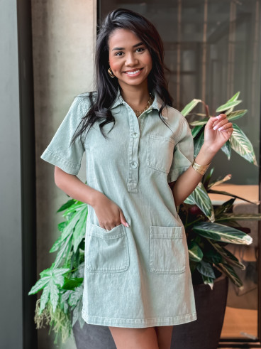 Robe courte en jeans Lenaya - kaki