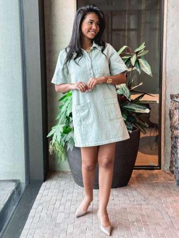 Robe courte en jeans Lenaya - kaki