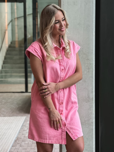 Robe courte en jeans Leya - Rose