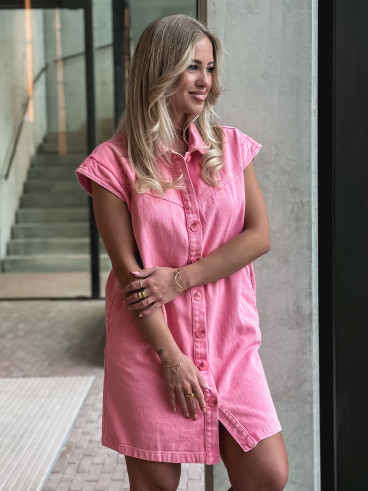 Robe courte en jeans Leya - Rose