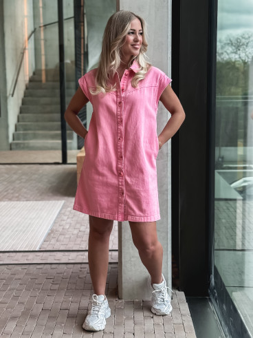 Robe courte en jeans Leya - Rose