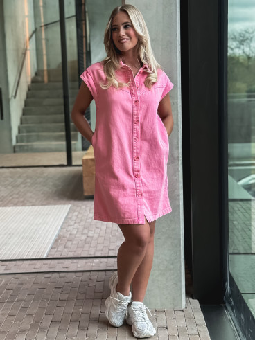 Robe courte en jeans Leya - Rose