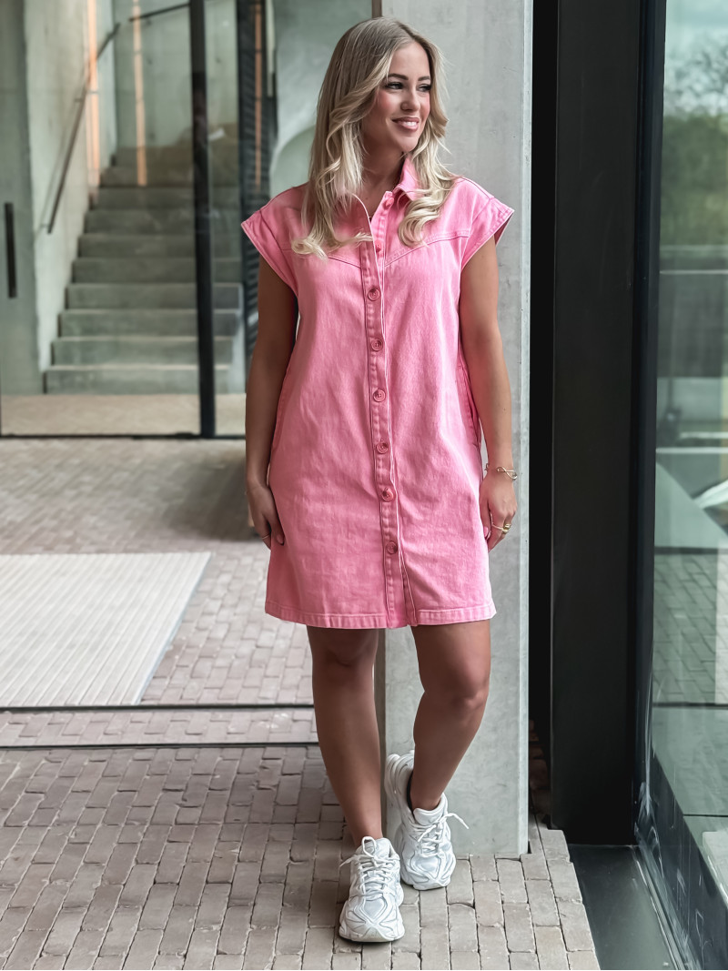 Robe courte en jeans Leya - Rose