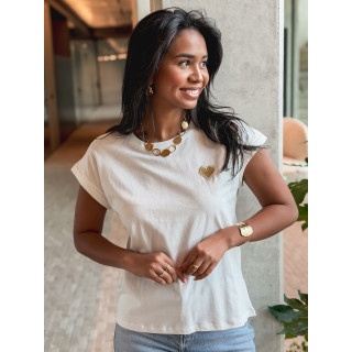 T-shirt Dina - Blanc/Doré