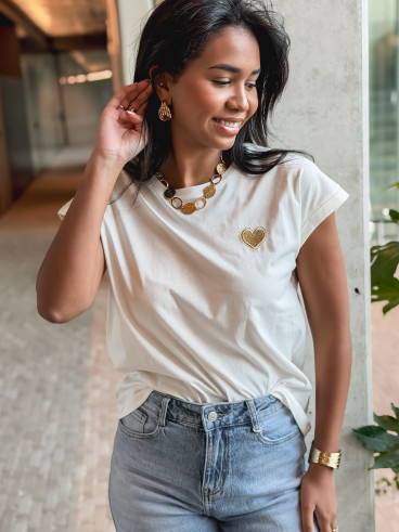 T-shirt Dina - Blanc/Doré T-shirt Dina - Blanc/Doré