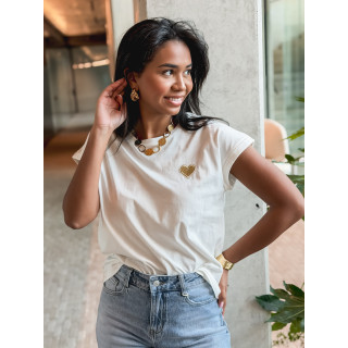 T-shirt Dina - Blanc/Doré