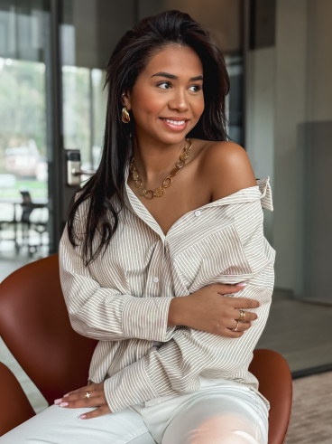 Chemise lignée Sandrine - Beige